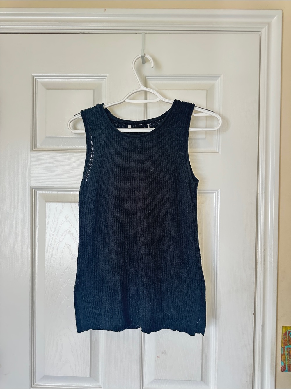 Sleeveless Black Open Knit Tank Top - Women's